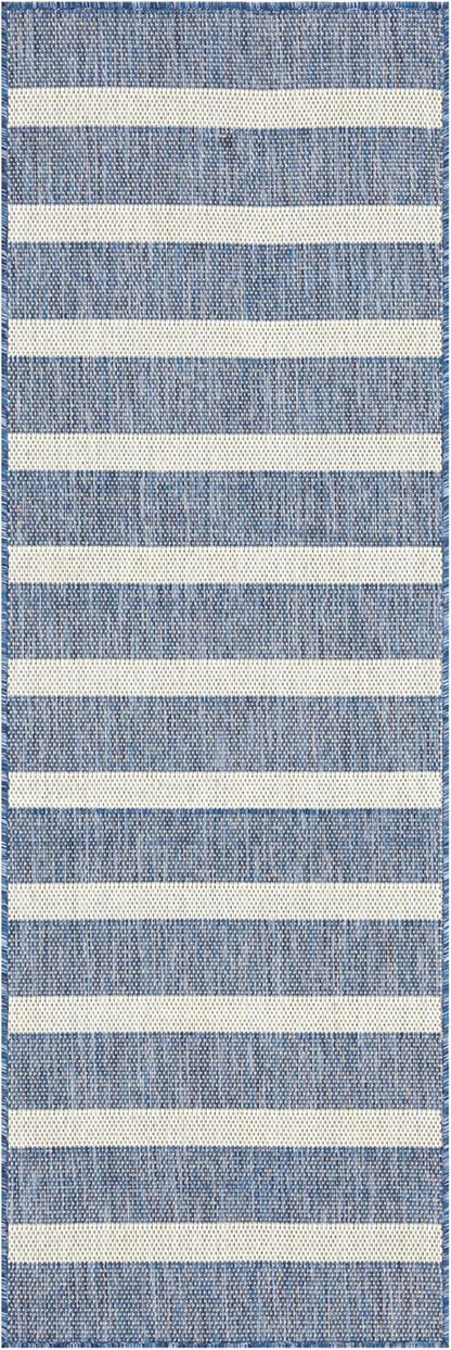 Nourison Home Positano Navy Ivory 2' x 6' Area Rug Easy Clean, Non Shedding, Bed Room, Living Room, Dining Room, Kitchen (6' Runner)