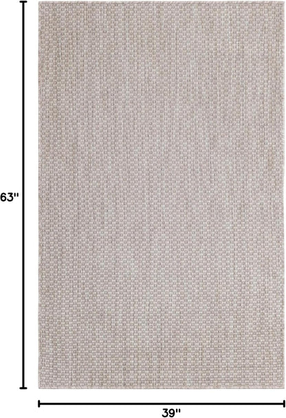 Unique Loom Outdoor Solid Collection Area Rug (3' 3" x 5' 3" Rectangle Beige/Ivory)