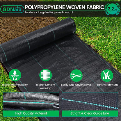 Weed Barrier 6ftx100ft Landscape Fabric Roll, Premium 3.2oz Black Weed Barrier Fabric Garden Landscaping Fabric