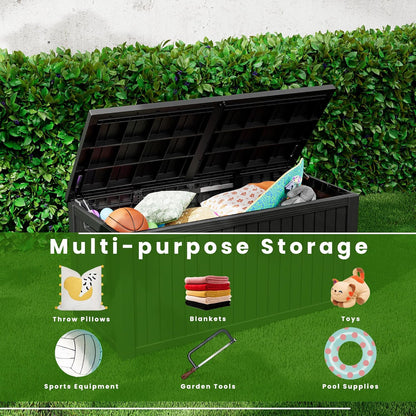 200 Gallon Outdoor Storage Box - Waterproof Patio Deck Box for Outside Deliveries, All-Weather Resin Bin with Lock for Cushions & Tools, UV-Resistant, Matte Black
