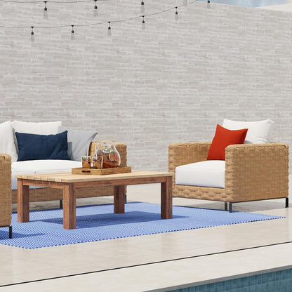Mad Mats Geometric Outdoor Rug, Reversible Plastic Mat (6' x 9', Basic - Blue/White)
