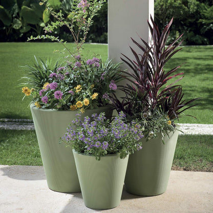 Crescent Garden Madison Planter– Weather-Resistant, Double Walled Indoor/Outdoor Plant Pot with Drain Hole – Large Plastic Plant Pot, 26" W (Mocha)
