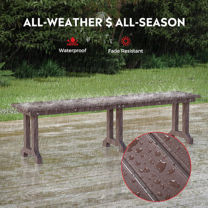 Outdoor Benches Weatherproof, Park Long Bench Poly Lumber Backless for Entryway Front Porch Garden Bench Seat for Patio, Dark Brown