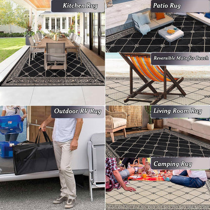 HiiARug Outdoor Rug for Patios Clearance 6'x9' Outdoor Plastic Straw Rug Waterproof Patio Camping Rug Reversible RV Mat Outdoor Area Rugs for Outdoors, RV, Backyard, Deck, Camping