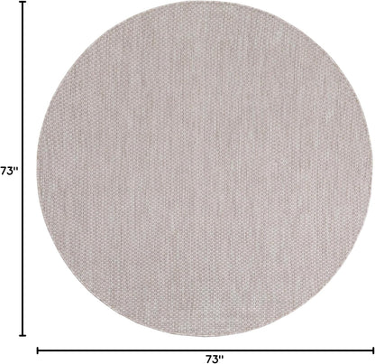 Unique Loom Outdoor Solid Collection Area Rug (6' 1" Round Beige/Ivory)