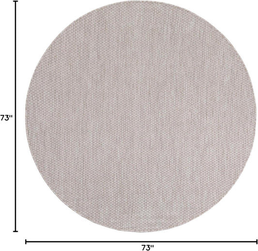 Unique Loom Outdoor Solid Collection Area Rug (6' 1" Round Beige/Ivory)