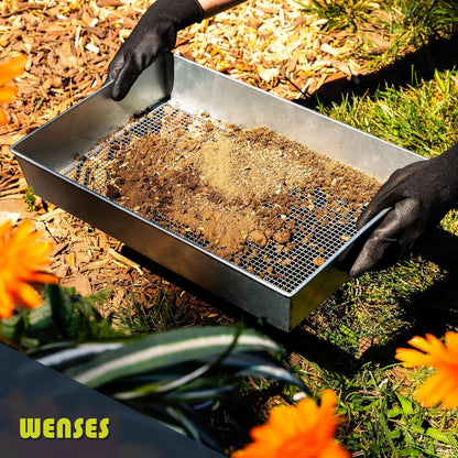 Soil Sifter, Wide Size (17.5 x 11.5 inches) with 1/8-inch Mesh, Garden Sieve for Dirt, Sand, Rocks, and Compost