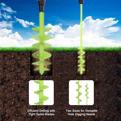 TCBWFY 2 Pack Garden Auger Drill Bit for Planting,3.5"x16" & 1.6"x16.5" Rapid Planter Bulb&Bedding Plant Auger,Earth Drill for 3/8" Hex Drive,Fence Post,Umbrella Hole Digger