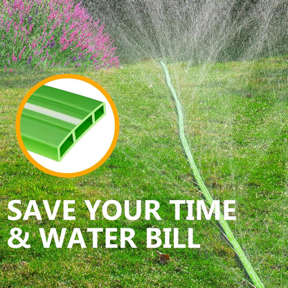 LAVEVE Sprinkler Soaker Hose for Yard 100 FT, Heavy Duty Garden Water Hoses with Stakes, Sprinklers System for Lawn, Flexible Drip Irrigation Tubing (50FT x 2 Pack)