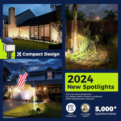 Solar Spot Lights Outdoor Waterproof for Flag, Tree, House, Garden, Yard, Landscape Spotlights for Accent Uplighting Decorations-4 Pack, Natural Light