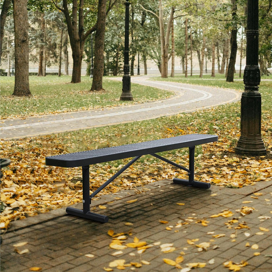 48" L Outdoor Steel Flat Bench, Heavy Duty Metal Park Bench for Outside, Expanded Metal, Commercial Benches Mesh Bench for Shopping Mall, Store, Lawn, Park, Patio, Deck, Garden