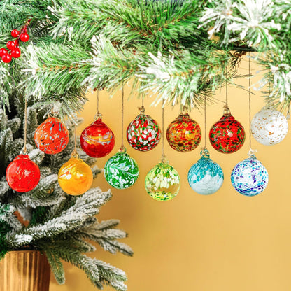 Set of 12 Hand Blown Glass Ornaments Hanging Gazing Balls Witches Balls, Outdoor Patio Garden Decor