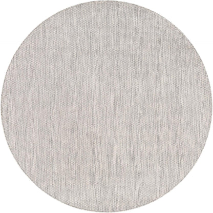 Unique Loom Outdoor Solid Collection Area Rug (6' 1" Round Light Gray/Ivory)