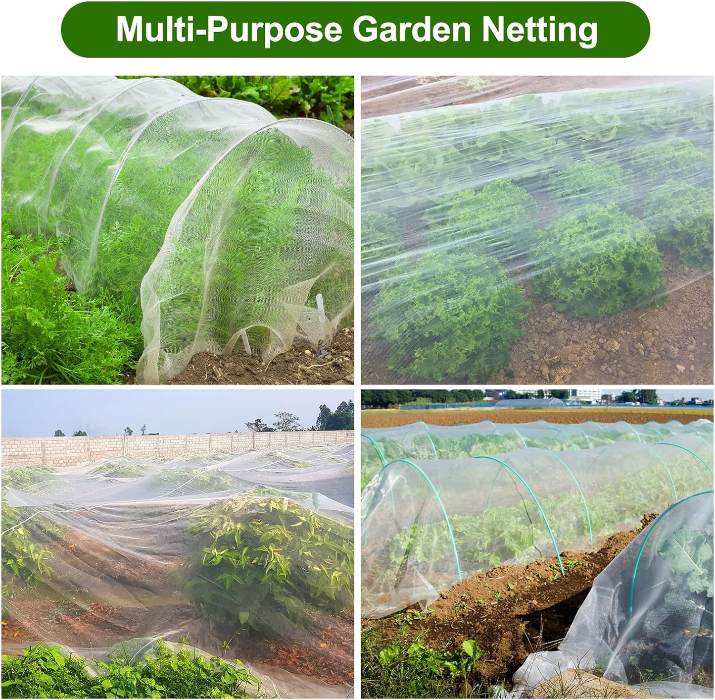 Garden Netting, Jevrench Durable Ultra Fine Garden Netting, Garden Plant Cover Row Cover Makes Plants, Vegetables, Fruits, and Flowers Grow Better (4ft x 25ft)