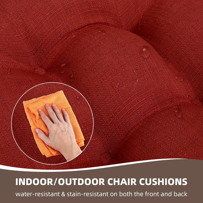 RACE LEAF Patio Chair Cushions 19x19 4 Pack, Thickened Outdoor Seat Cushions Water Resistant Stain Resistant Non-Slip Ties (Red)