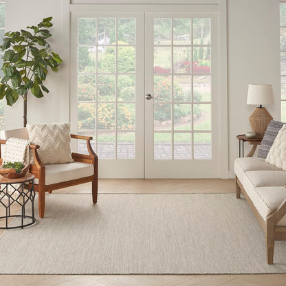 Nourison Home Courtyard 8' x Square Ivory Silver Fabric Modern Area Rug (8' Square)
