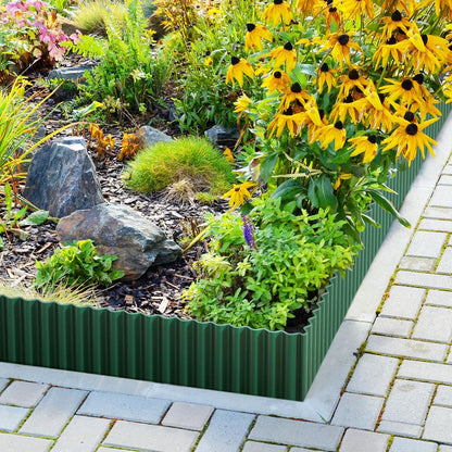 LAVEVE Corrugated Metal Garden Edging 8" x 20Ft, Landscape Edging Border for Lawn, Flower Bed, Garden Fence, Paver Edging (Green)