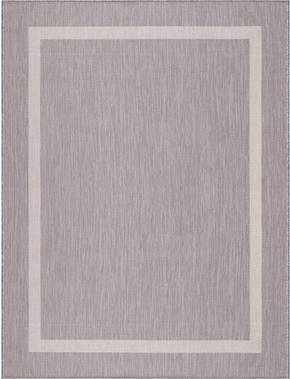 Bordered Outdoor Rug 9x12 Washable Outside Carpet for Indoor Patio Porch Waterproof Easy Cleaning Non Shedding Area Rugs Gray 9 x 12