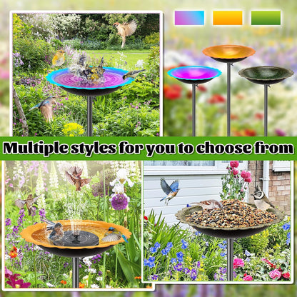 MeyRoliz Metal Bird Bath for Outside, Detachable Bird Feeders Bath Bowl with 5 Prong Base Stand, Freestanding Birdbath Birdfeeder for Garden Yard Lawn Decor (Dark-Green)