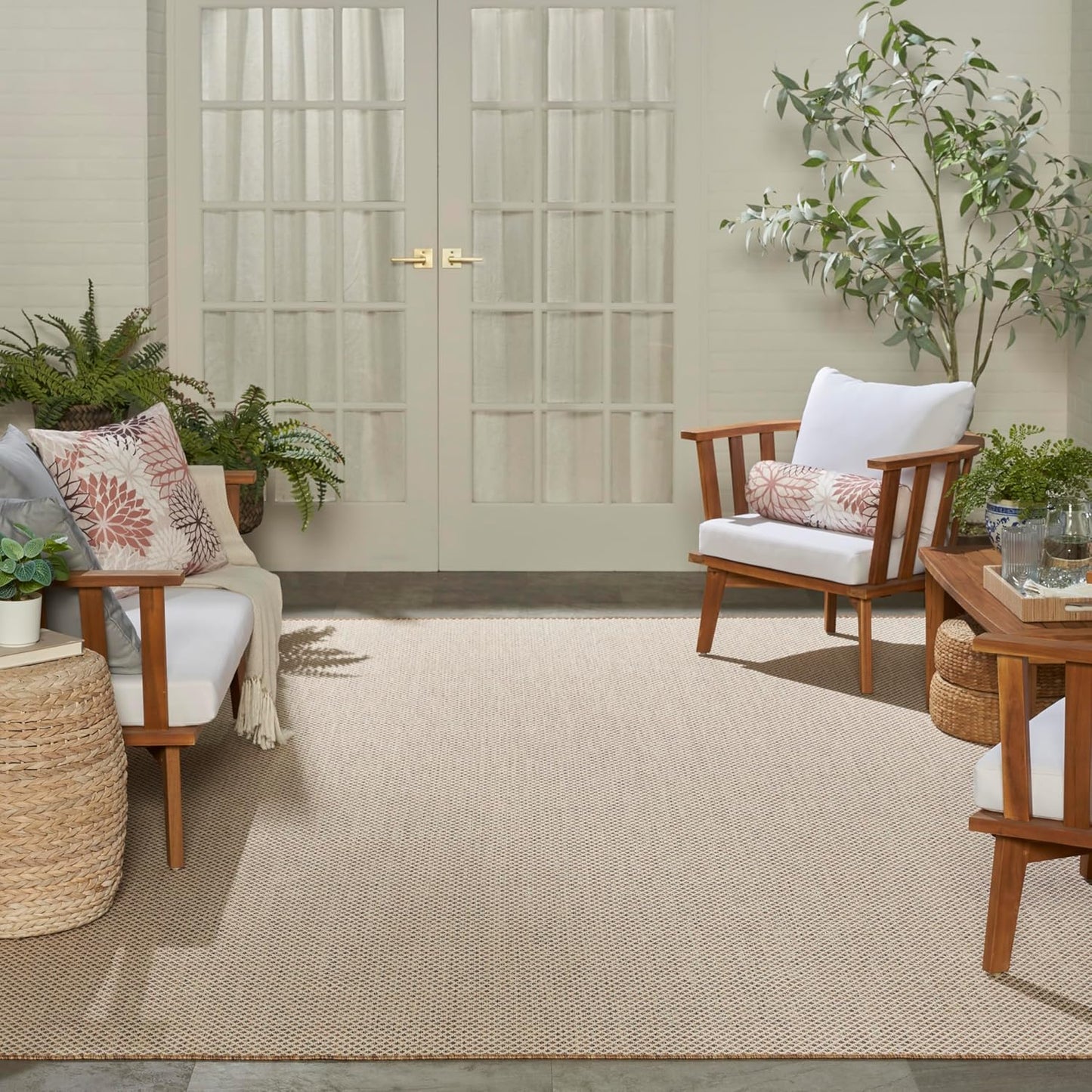 Nourison Home Courtyard Jute Ivory 10' x 14' Area Rug - Easy Clean, Non Shedding, Bed Room, Living Room, Dining Room, Kitchen (10' x14')