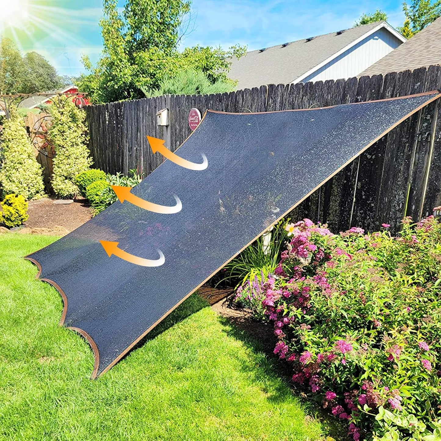 QLOFEI 60-70% Shade Cloth with Grommets, Sunblock Shade Sail Mesh Tarp for Plant Greenhouse, Easy to Hang Shade Cloth for Patio Kennel Chicken Coop Lawn Garden Shade Neting Cover, 10x24 FT