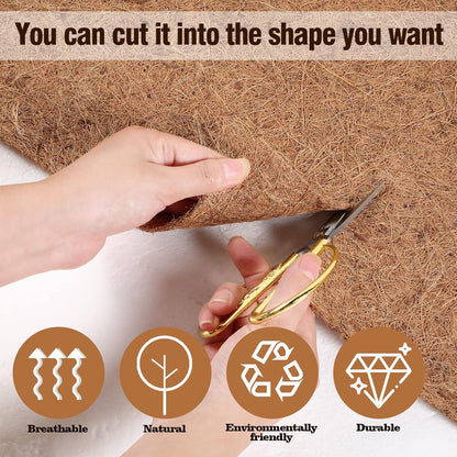Sawysine 2 Rolls 16 x 118 Inch Coir Liner Roll Coconut Fiber Mat Natural Coconut Coir Liner Sheets Plant Potting Mat for Garden Decor Planters Flower Window Box Basket Animal Pet Pad Reptile Carpet