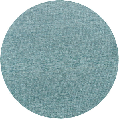 Unique Loom Collection Casual Transitional Solid Heathered Indoor/Outdoor Flatweave Area Rug (10' 8" Round, Aquamarine/Ivory)