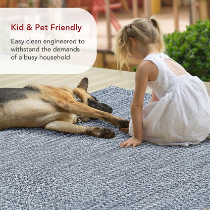 nuLOOM 8' x 10' Solid Hand Braided Indoor/Outdoor Area Rug, Pet-Friendly, High Traffic, Weather Resistant, for Patio, Balcony, Bedroom, Living, Dining Room, Wynn Navy