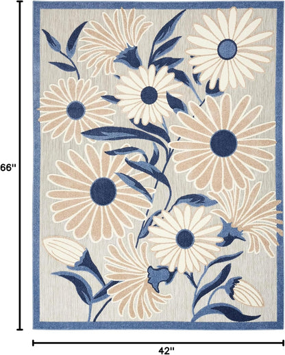Nourison Home Aloha 4' x 6' Blue Gray Fabric Contemporary Area Rug (4' x 6')