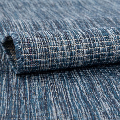 Unique Loom Collection Casual Transitional Solid Heathered Indoor/Outdoor Flatweave Area Rug (13' Square, Blue/Navy Blue)