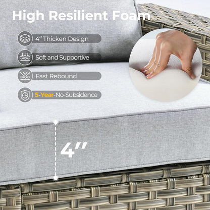 HOOOWOOO Outdoor Sectional Patio Furniture Set with Fire Pit Table,15 Pieces Wicker Conversation Sets L Shaped Couch,Extra Deep Out Door Sofa Outside Furniture with Swivel Chairs Ottomans,Light Gray
