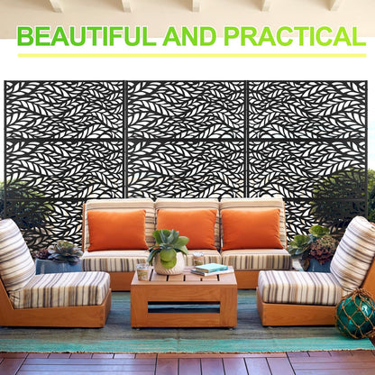 Outdoor Privacy Screen,72" H×47" W Metal Privacy Screen, Freestanding Privacy Fence Panels for Patio