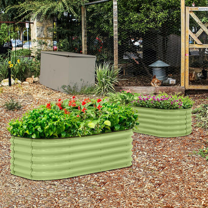 EAGLE PEAK 9 in 1 Modular 17in Customizable Elevated Raised Garden Bed Kit with Multiple Configurations, Outdoor Metal Planter Box Steel Flower Bed, Olive Green