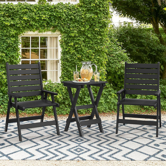 LUE BONA 27 inch Folding Side Table, HDPS Outside End Table for Patio, Porch, Deck, Pool, Weather Resistant, Black