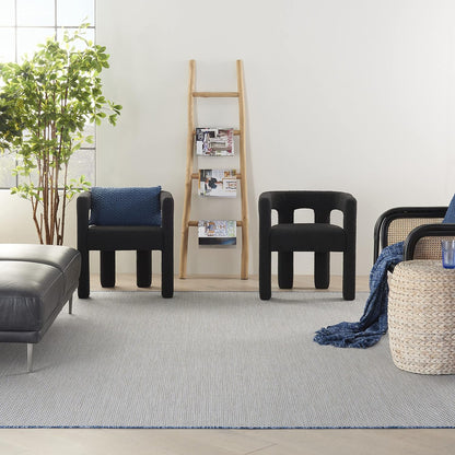 Nourison Home Courtyard 108" x 144" Fabric Indoor/Outdoor Rug in Ivory Blue