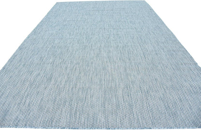 Unique Loom Collection Casual Transitional Solid Heathered Indoor/Outdoor Flatweave Area Rug (8' x 11' 4" Rectangle, Aquamarine/Ivory)