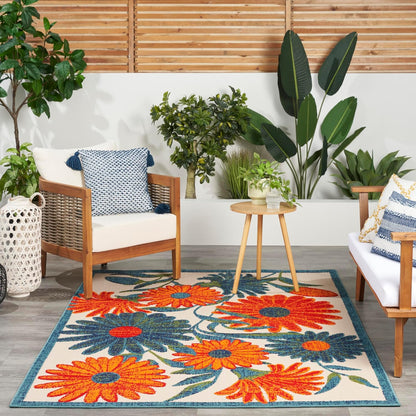 Nourison Aloha 4' x 6' Ivory Multicolor Fabric Outdoor Area Rug (4' x 6')