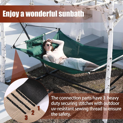 TegerDeger Anti-flip 12FT Hammock Large Hammock 450LB Capacity with Iron Spreader Bar & Nylon Rope for Outside, Patio, Garden, Backyard, Beach - Dark Green
