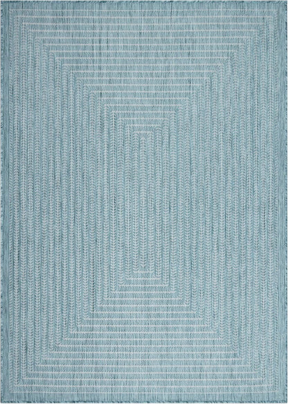 Adiva Rugs Outdoor Indoor Area Rug, Weather Resistant, Easy to Clean, Stain Resistant Floor Mat for Dining Room, Backyard, Deck, Patio (Aqua Weiss, 10' x 14')