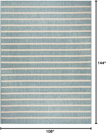 Nourison Home Positano 9' x 12' Fabric Aqua Ivory Area Rug