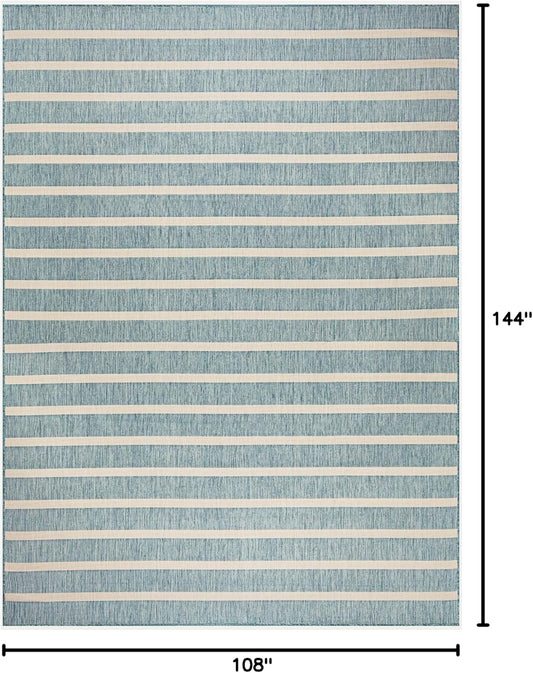 Nourison Home Positano 9' x 12' Fabric Aqua Ivory Area Rug