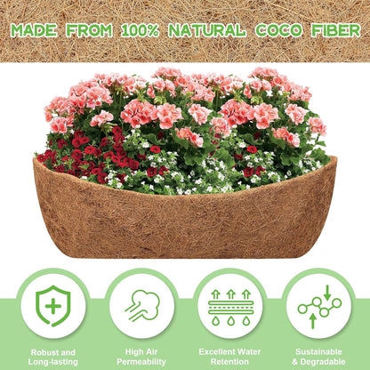 Riare 4 Pack 30 Inch Trough Coco Coir Liners for Planters, Pre-Formed Coconut Coir Replacement Liner Natural Coco Fiber Window Box Liners for Wall Planter, Window Basket Deck Railing Planter