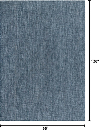 Unique Loom Collection Casual Transitional Solid Heathered Indoor/Outdoor Flatweave Area Rug (8' x 11' 4" Rectangle, Blue/Navy Blue)