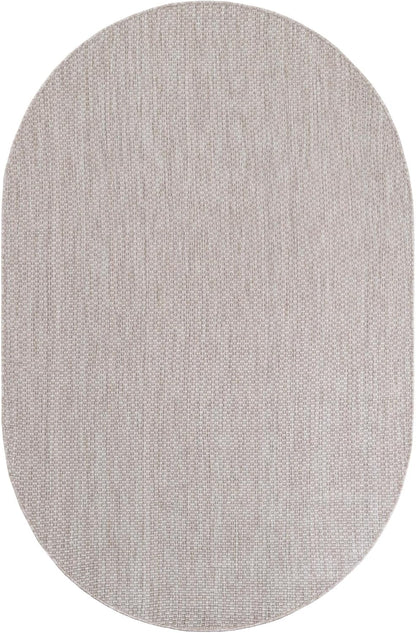 Unique Loom Outdoor Solid Collection Area Rug (5' 3" x 8' Oval Beige/Ivory)