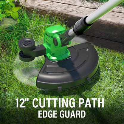 SOYUS Weed Wacker Cordless, 12 Inch String Trimmer Battery Powered with Battery and Charger, Lightweight Edger Trimmer with 8 Pcs Replace Spool Trimmer Lines
