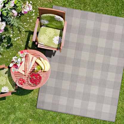 CAMILSON Outdoor Rug - Modern Area Rugs for Indoor and Outdoor Patios, Kitchen and Hallway mats - Easy Cleaning Non Shedding Washable Outside Carpet (5x7, Buffalo - Grey/White)