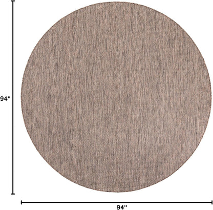 Unique Loom Outdoor Solid Collection Area Rug (7' 10" Round Light Brown/Ivory)