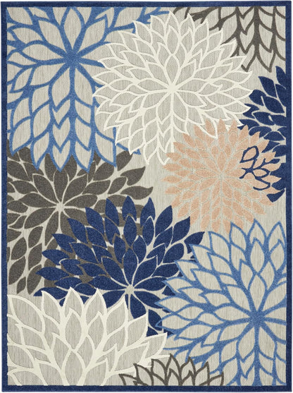 Nourison Home Aloha 9'6" x 13' Fabric Indoor/Outdoor Rug in Blue/Multi-Color