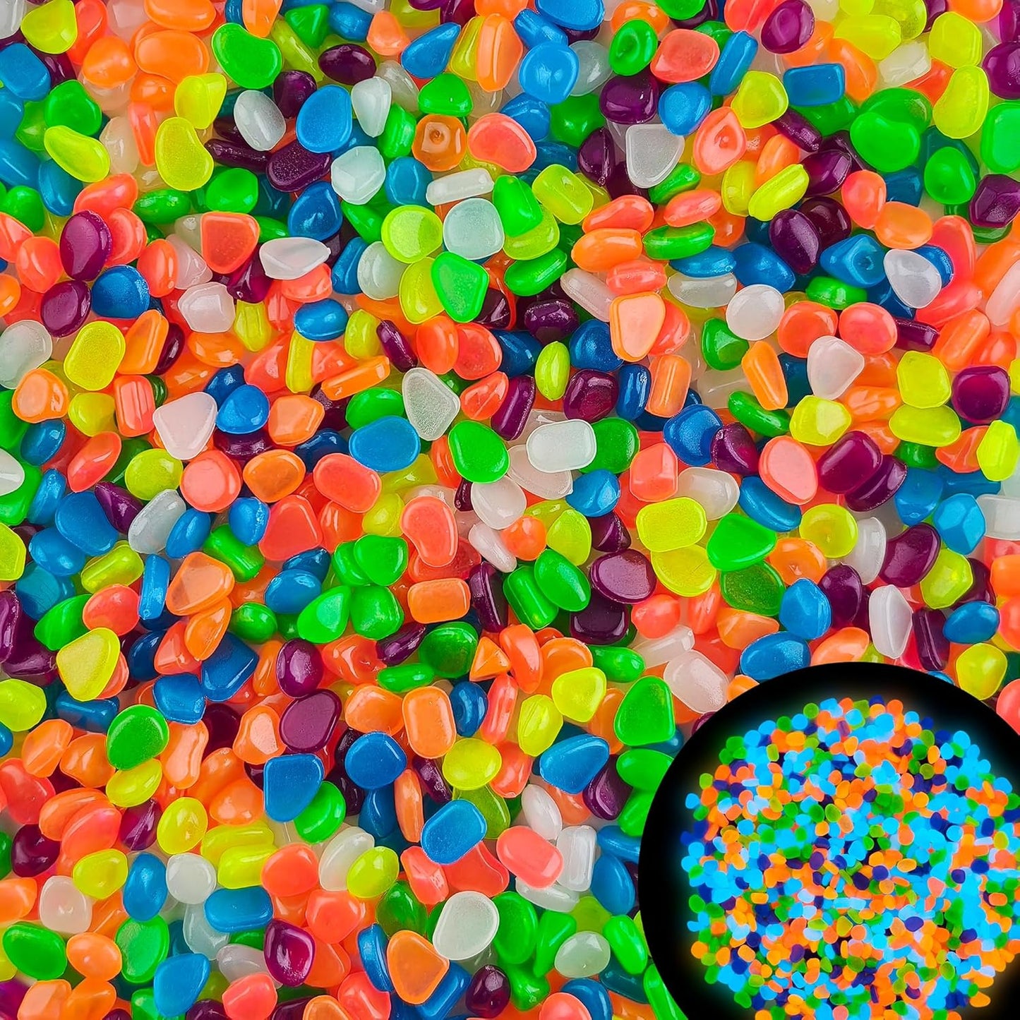200pc Glow Stones Glow in The Dark Rocks Outdoor Decorative Stones Glow in Dark Pebbles Luminous Stones for Walkway Glowing Rocks for Garden Yard Aquarium Patio Lawn,Color