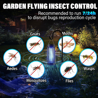 Small Bug Zapper Indoor for 3000 Sq.Ft. with 13FT Power Cord, 3000V Instant Killing Grid Removable Hanging High Power Outdoor Mosquito Killer, Fly Trap Lamps for Front Porch Backyard Outdoor